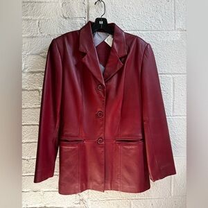 Vintage Preston & York Women's Red Leather Blazer